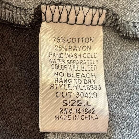 Ya Los Angeles Cotton Blend Black Gray Stripe Long Open Cardigan Sweater Hood L - Picture 7 of 10